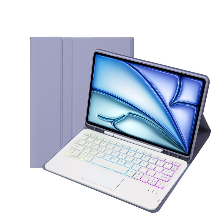 For iPad Air 11 2025 / 2024 / Air 5 10.9 / Air 4 A098B-AS Detachable Ultra-Thin Backlit Bluetooth Touch Keyboard Leather Tablet Case with Pen Slot(Purple) - For iPad Air by PMC Jewellery | Online Shopping South Africa | PMC Jewellery | Buy Now Pay Later Mobicred