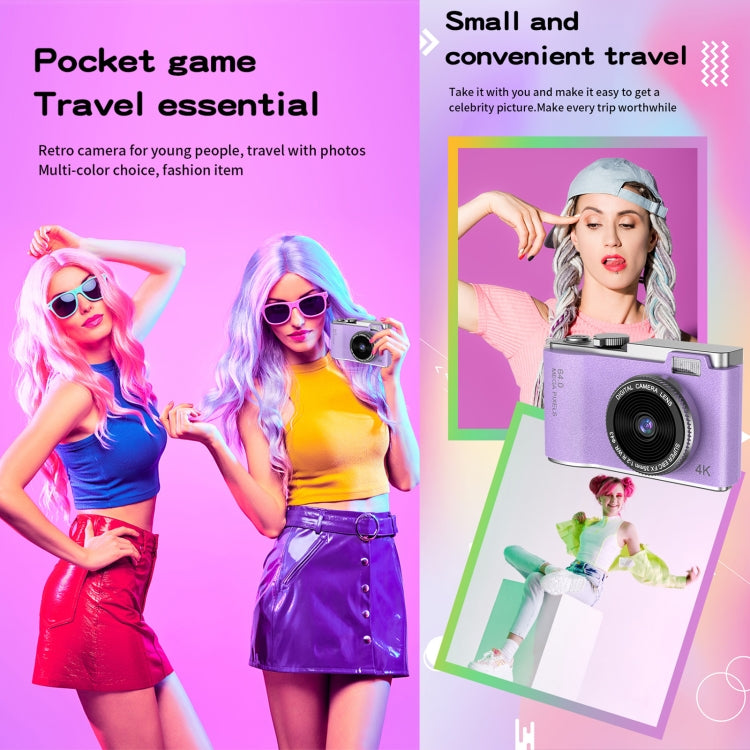 LK003 2.4 inch Dual-lens 4K HD CCD Camera Retro Kids Camera(Pink) - free shipping - PMC Jewellery - Order now!