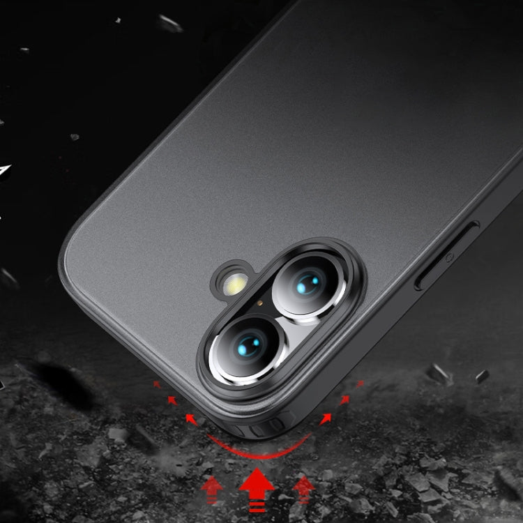 For iPhone 16 Plus Armor Clear TPU Hard PC Phone Case(Matte Black) - iPhone 16 Plus Cases by PMC Jewellery | Online Shopping South Africa | PMC Jewellery | Buy Now Pay Later Mobicred