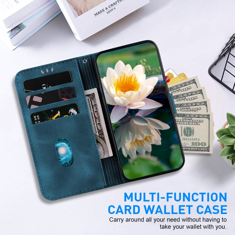 For Google Pixel 9 Pro Lotus Embossed Leather Phone Case(Dark Blue) - Google Cases by PMC TechLife | Online Shopping South Africa | PMC TechLife | Buy Now Pay Later Mobicred