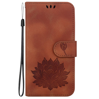 For Google Pixel 9 Lotus Embossed Leather Phone Case(Brown) - Google Cases by PMC Jewellery | Online Shopping South Africa | PMC Jewellery | Buy Now Pay Later Mobicred