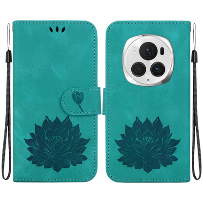 For Honor Magic6 Pro Lotus Embossed Leather Phone Case(Green) - Honor Cases by PMC Jewellery | Online Shopping South Africa | PMC Jewellery | Buy Now Pay Later Mobicred