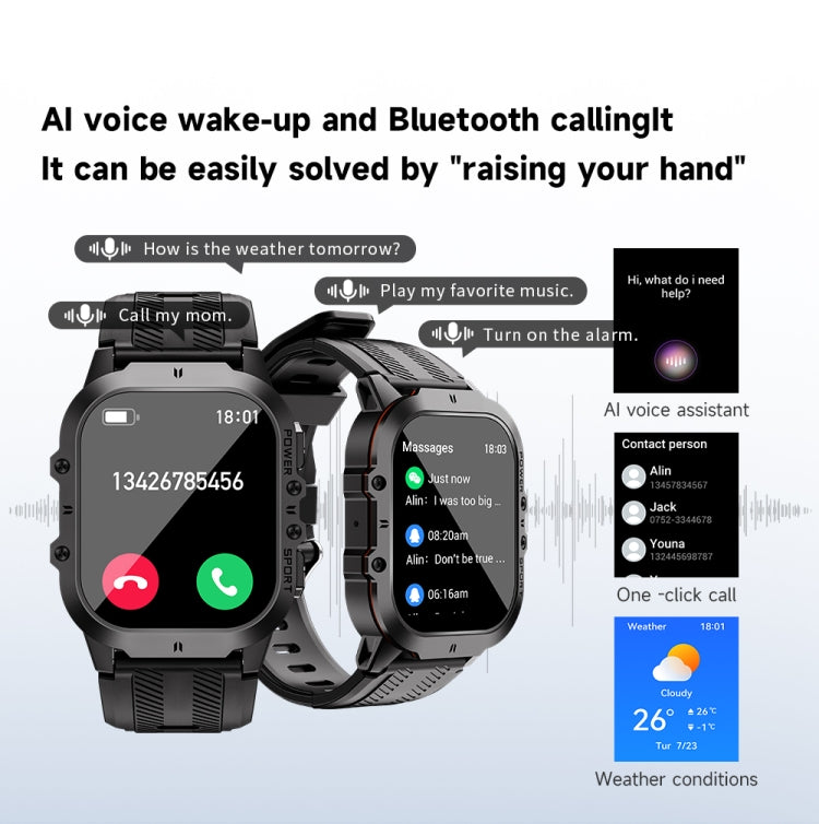 LEMFO C26 1.96 inch Sport Smart Watch, Support Bluetooth Call / Message Notification / Heart Rate / Blood Pressure Health Monitor(Orange) - free shipping - PMC TechLife - Order now!