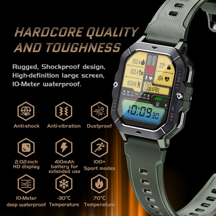 LEMFO C28 2.02 inch Sport Smart Watch, Support Bluetooth Call / Sleep / Blood Oxygen / Heart Rate / Blood Pressure Health Monitor(Green) - free shipping - PMC TechLife - Order now!
