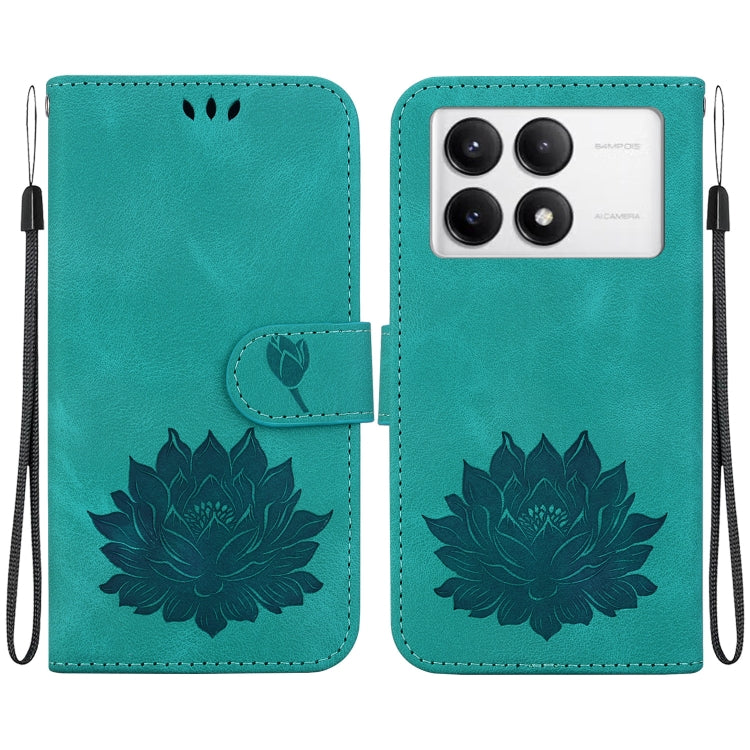 For Redmi K70 / K70 Pro Lotus Embossed Leather Phone Case(Green) - K70 Cases by PMC Jewellery | Online Shopping South Africa | PMC Jewellery | Buy Now Pay Later Mobicred