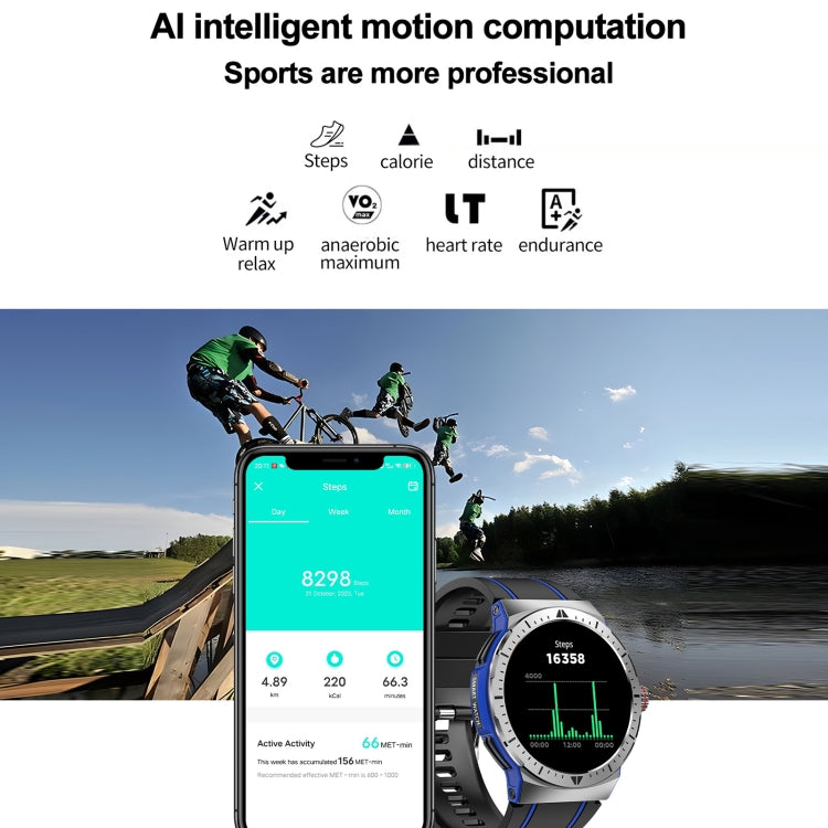 LEMFO HK52 1.43 inch BT5.3 IP68 Sport Smart Watch, Support Bluetooth Call / Message Notification / Heart Rate / Blood Pressure Health Monitor(Blue) - free shipping - PMC TechLife - Order now!