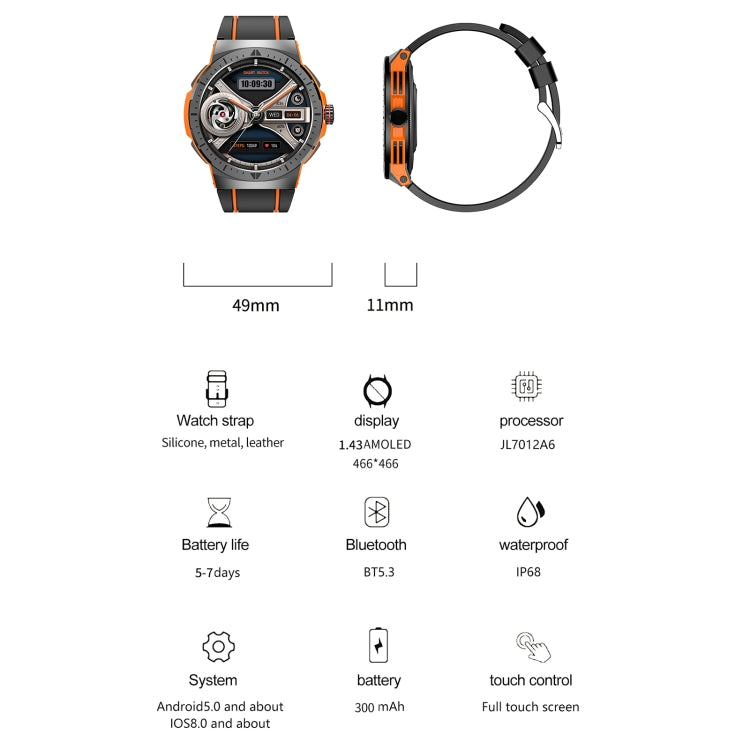 LEMFO HK52 1.43 inch BT5.3 IP68 Sport Smart Watch, Support Bluetooth Call / Message Notification / Heart Rate / Blood Pressure Health Monitor(Red) - free shipping - PMC TechLife - Order now!