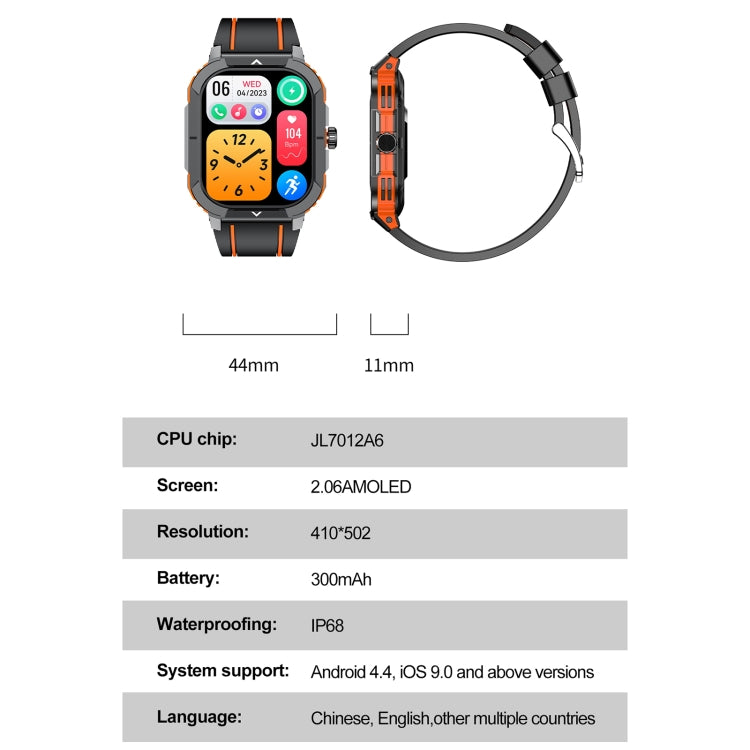 LEMFO HK56 2.06 inch BT5.3 IP68 Sport Smart Watch, Support Bluetooth Call / Message Notification / Heart Rate / Blood Pressure Health Monitor(Red) - free shipping - PMC TechLife - Order now!