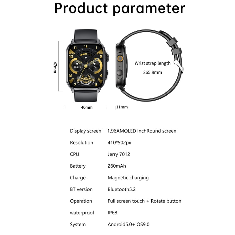 LEMFO HK95 1.952 inch BT5.0 IP68 Sport Smart Watch, Support Bluetooth Call / Sleep / Blood Oxygen / Heart Rate / Blood Pressure Health Monitor(Black) - Smart Watches by LEMFO | Online Shopping South Africa | PMC TechLife | Buy Now Pay Later Mobicred