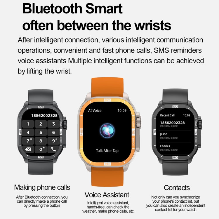 HK96S 2.06 inch BT5.3 IP68 Sport Smart Watch, Support Bluetooth Call / Sleep / Blood Oxygen / Heart Rate / Blood Pressure Health Monitor(Black) - Smart Watches by PMC TechLife | Online Shopping South Africa | PMC TechLife | Buy Now Pay Later Mobicred