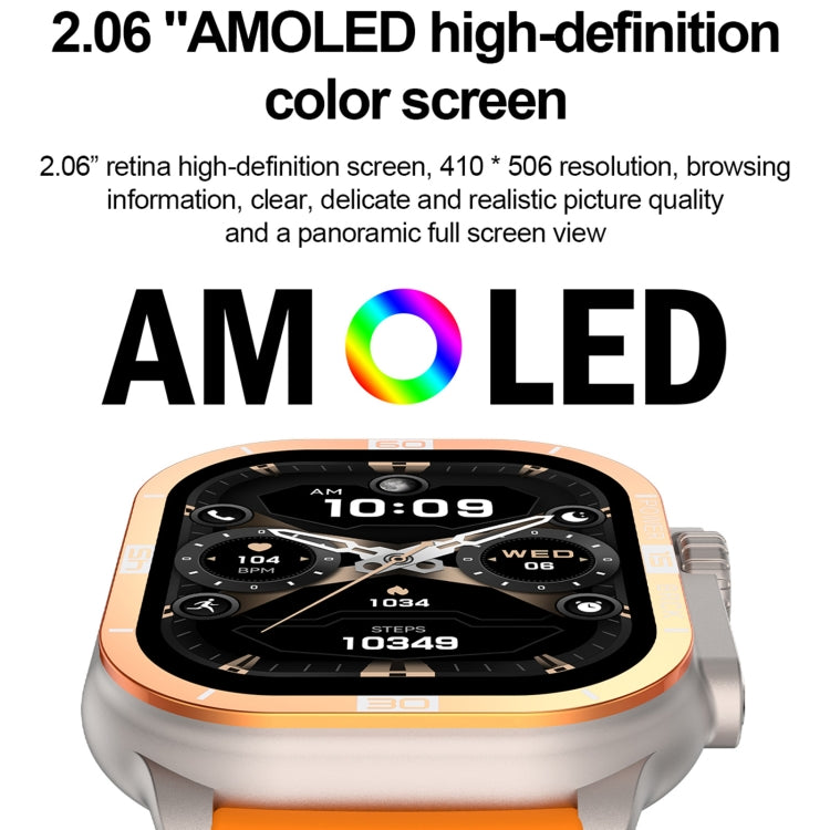 HK96S 2.06 inch BT5.3 IP68 Sport Smart Watch, Support Bluetooth Call / Sleep / Blood Oxygen / Heart Rate / Blood Pressure Health Monitor(Orange) - Smart Watches by PMC TechLife | Online Shopping South Africa | PMC TechLife | Buy Now Pay Later Mobicred