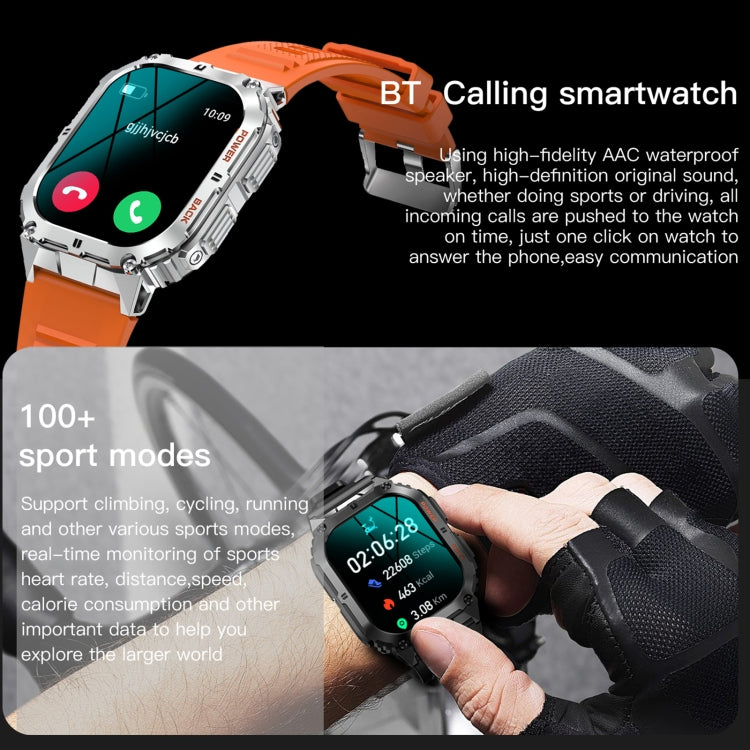 LEMFO K61 Pro 1.96 inch BT5.0 Sport Smart Watch, Support Bluetooth Call / Sleep / Blood Oxygen / Heart Rate / Blood Pressure Health Monitor(Orange) - Smart Watches by LEMFO | Online Shopping South Africa | PMC Jewellery | Buy Now Pay Later Mobicred