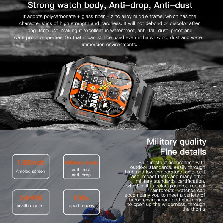 LEMFO K61 Pro 1.96 inch BT5.0 Sport Smart Watch, Support Bluetooth Call / Sleep / Blood Oxygen / Heart Rate / Blood Pressure Health Monitor(Black) - Smart Watches by LEMFO | Online Shopping South Africa | PMC TechLife | Buy Now Pay Later Mobicred