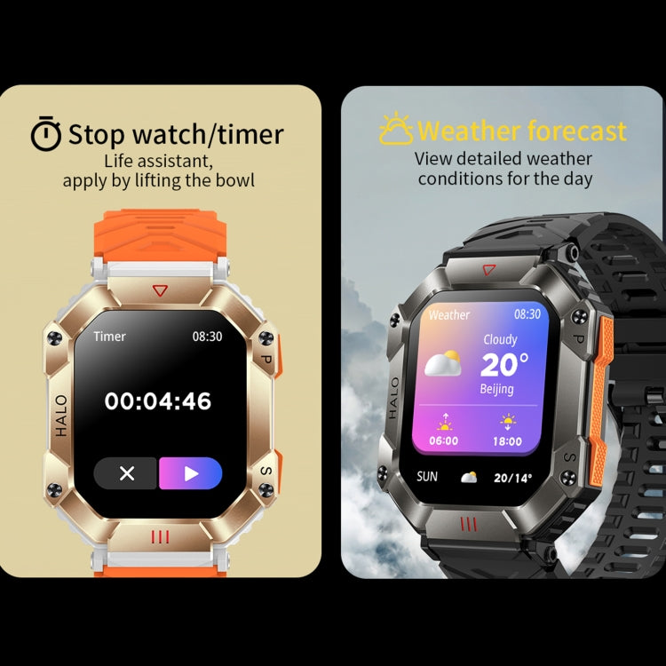 KR80 2.0 inch BT5.1 IP67 Sport Smart Watch, Support Bluetooth Call / Sleep / Blood Oxygen / Heart Rate / Blood Pressure Health Monitor(Black+Orange) - Smart Watches by PMC TechLife | Online Shopping South Africa | PMC TechLife | Buy Now Pay Later Mobicred