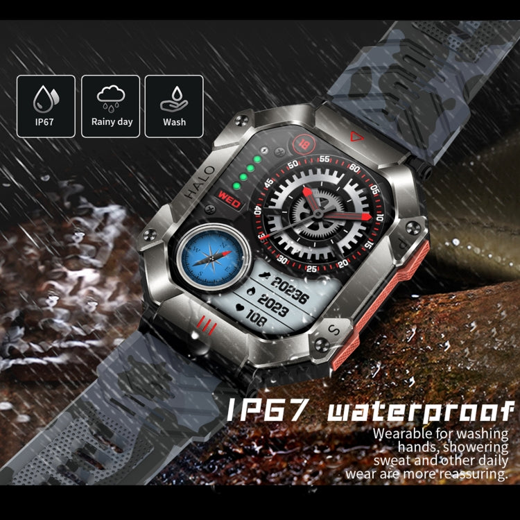 KR80 2.0 inch BT5.1 IP67 Sport Smart Watch, Support Bluetooth Call / Sleep / Blood Oxygen / Heart Rate / Blood Pressure Health Monitor(Black+Camouflage) - Smart Watches by PMC TechLife | Online Shopping South Africa | PMC TechLife | Buy Now Pay Later Mobicred
