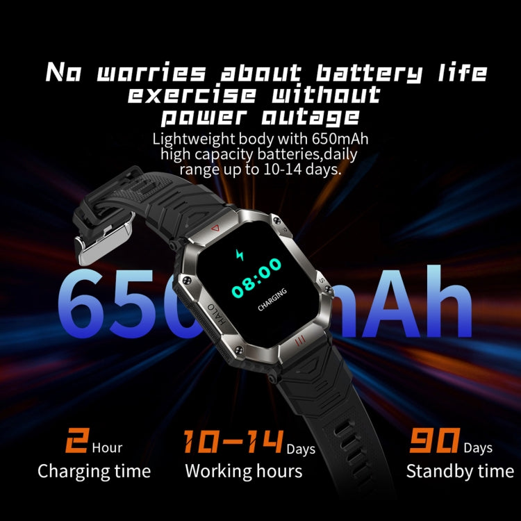 KR80 2.0 inch BT5.1 IP67 Sport Smart Watch, Support Bluetooth Call / Sleep / Blood Oxygen / Heart Rate / Blood Pressure Health Monitor(Black) - Smart Watches by PMC TechLife | Online Shopping South Africa | PMC TechLife | Buy Now Pay Later Mobicred