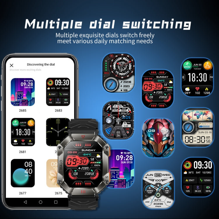 KR80 2.0 inch BT5.1 IP67 Sport Smart Watch, Support Bluetooth Call / Sleep / Blood Oxygen / Heart Rate / Blood Pressure Health Monitor(Black+Camouflage) - Smart Watches by PMC TechLife | Online Shopping South Africa | PMC TechLife | Buy Now Pay Later Mobicred