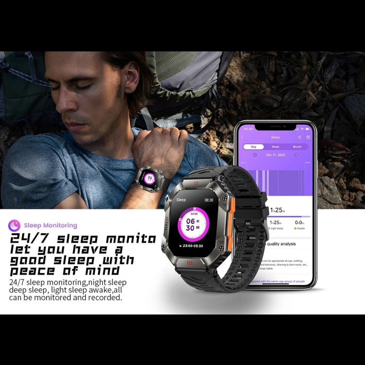 KR80 2.0 inch BT5.1 IP67 Sport Smart Watch, Support Bluetooth Call / Sleep / Blood Oxygen / Heart Rate / Blood Pressure Health Monitor(Black+Camouflage) - Smart Watches by PMC TechLife | Online Shopping South Africa | PMC TechLife | Buy Now Pay Later Mobicred