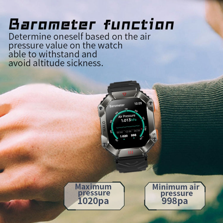 KR80 2.0 inch BT5.1 IP67 Sport Smart Watch, Support Bluetooth Call / Sleep / Blood Oxygen / Heart Rate / Blood Pressure Health Monitor(Black+Orange) - Smart Watches by PMC TechLife | Online Shopping South Africa | PMC TechLife | Buy Now Pay Later Mobicred