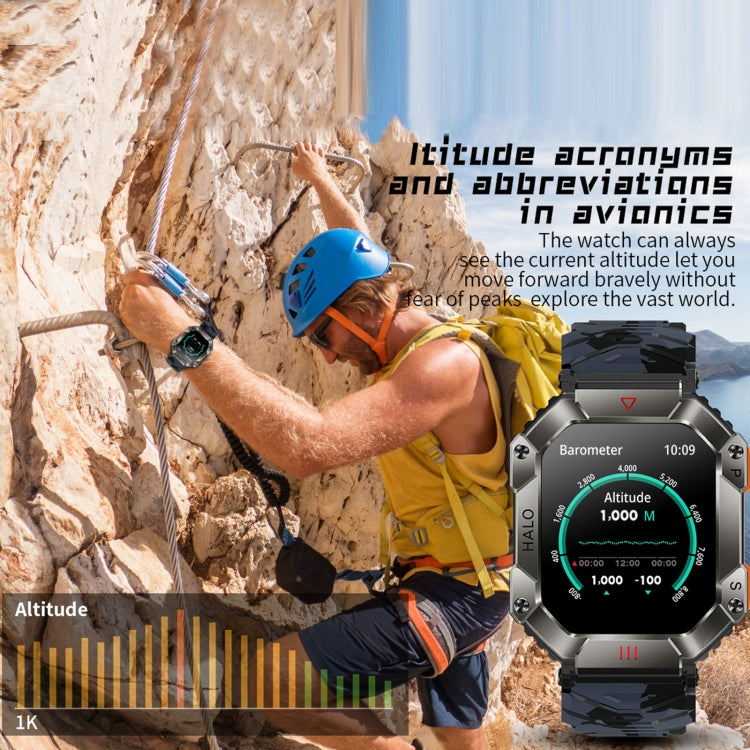 KR80 2.0 inch BT5.1 IP67 Sport Smart Watch, Support Bluetooth Call / Sleep / Blood Oxygen / Heart Rate / Blood Pressure Health Monitor(White+Camouflage) - Smart Watches by PMC TechLife | Online Shopping South Africa | PMC TechLife | Buy Now Pay Later Mobicred