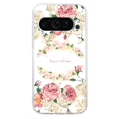 For Google Pixel 9 Pro Colored Drawing Pattern Transparent TPU Phone Case(Rose) - Google Cases by PMC Jewellery | Online Shopping South Africa | PMC Jewellery | Buy Now Pay Later Mobicred