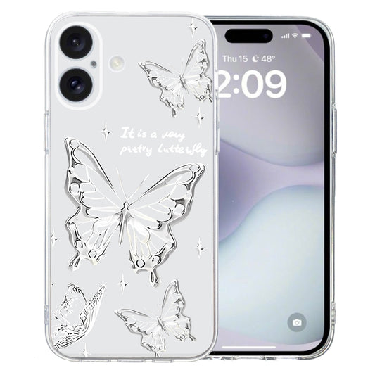 For iPhone 16 Colored Drawing Pattern Transparent TPU Phone Case(Butterflies) - iPhone 16 Cases by PMC Jewellery | Online Shopping South Africa | PMC Jewellery | Buy Now Pay Later Mobicred