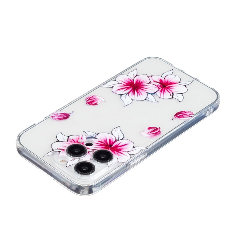 For iPhone 16 Pro Max Colored Drawing Pattern Transparent TPU Phone Case(Sakura) - iPhone 16 Pro Max Cases by PMC Jewellery | Online Shopping South Africa | PMC Jewellery | Buy Now Pay Later Mobicred