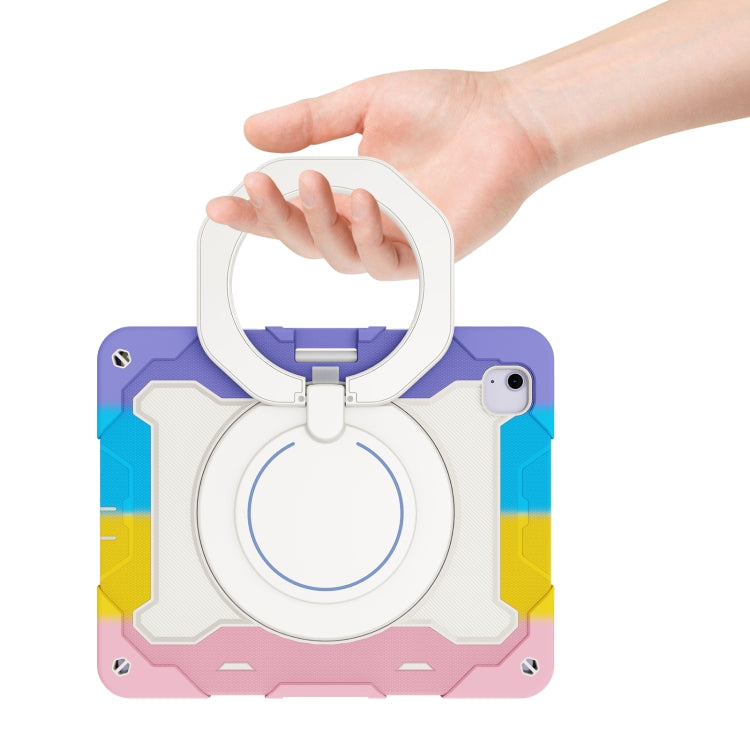 For iPad Air 13 2024 / 2025 Armor Portable Rotating Ring Holder Silicone Tablet Case with Pen Slot(Colorful Pink) - iPad Air 13 2025 / 2024 Cases by PMC TechLife | Online Shopping South Africa | PMC TechLife | Buy Now Pay Later Mobicred