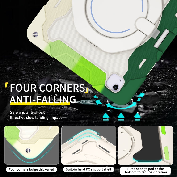 For iPad Air 13 2024 / 2025 Armor Portable Rotating Ring Holder Silicone Tablet Case with Pen Slot(Colorful Green) - iPad Air 13 2025 / 2024 Cases by PMC TechLife | Online Shopping South Africa | PMC TechLife | Buy Now Pay Later Mobicred