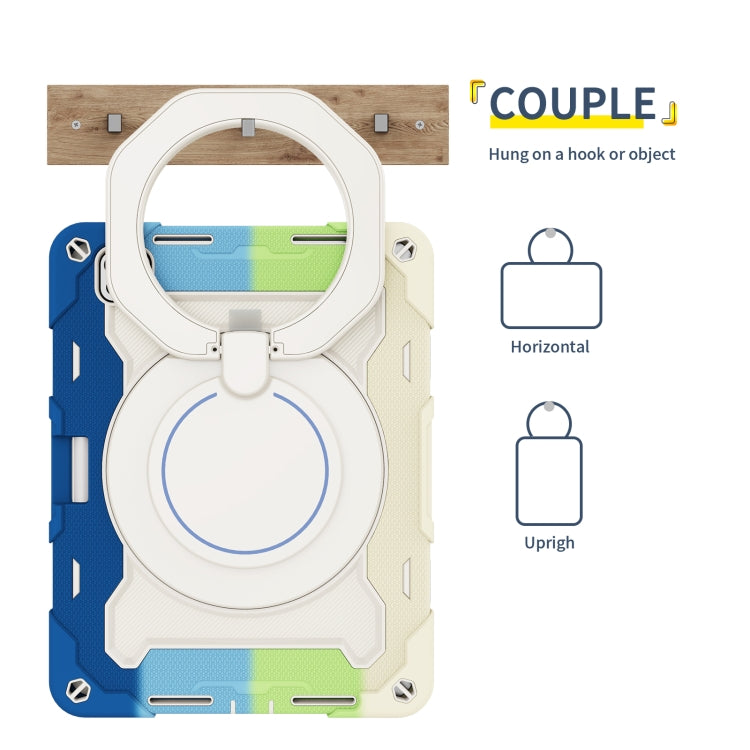 For iPad Pro 11 2024 Armor Portable Rotating Ring Holder Silicone Tablet Case with Pen Slot(Colorful Blue) - free shipping - PMC TechLife - Order now!