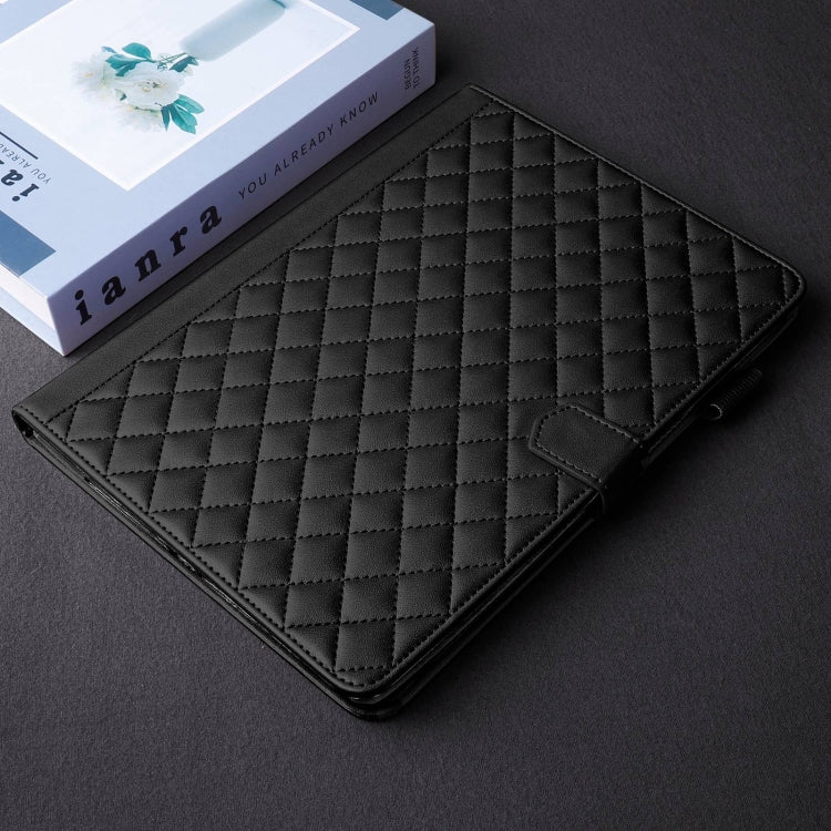 For Samsung Galaxy Tab S9 FE+ / S9+ Rhombus Lattice Leather Tablet Case(Black) - Galaxy Tab S9 FE+ by PMC Jewellery | Online Shopping South Africa | PMC Jewellery | Buy Now Pay Later Mobicred