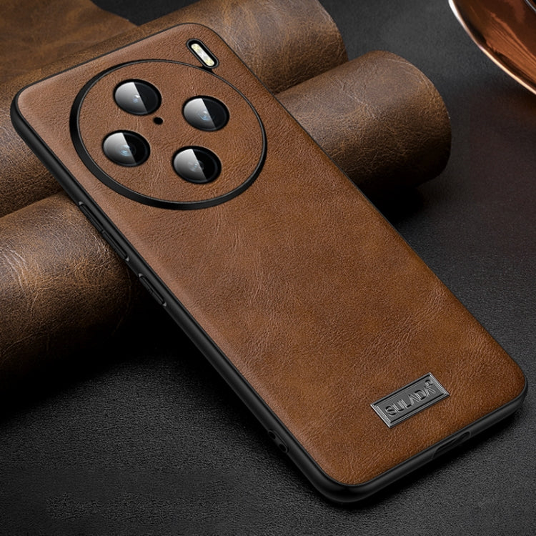 For vivo X100s Pro / X100 Pro SULADA Shockproof TPU + Handmade Leather Phone Case(Brown) - X100 Pro Cases by SULADA | Online Shopping South Africa | PMC Jewellery | Buy Now Pay Later Mobicred