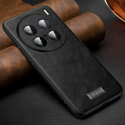 For vivo X100 Ultra SULADA Shockproof TPU + Handmade Leather Phone Case(Black) - vivo Cases by SULADA | Online Shopping South Africa | PMC Jewellery | Buy Now Pay Later Mobicred