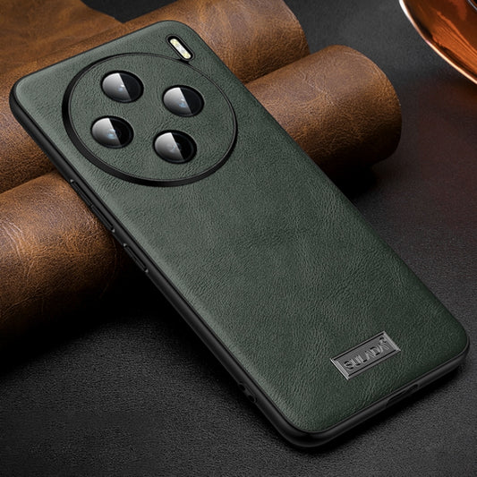 For vivo X100 SULADA Shockproof TPU + Handmade Leather Phone Case(Green) - X100 Cases by SULADA | Online Shopping South Africa | PMC Jewellery | Buy Now Pay Later Mobicred