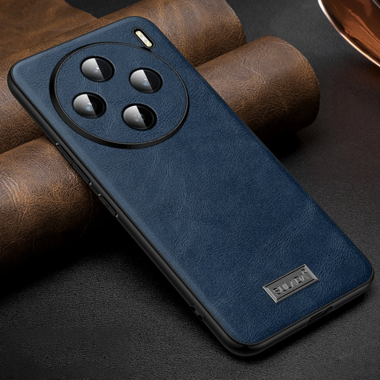 For vivo X100 SULADA Shockproof TPU + Handmade Leather Phone Case(Blue) - X100 Cases by SULADA | Online Shopping South Africa | PMC Jewellery | Buy Now Pay Later Mobicred