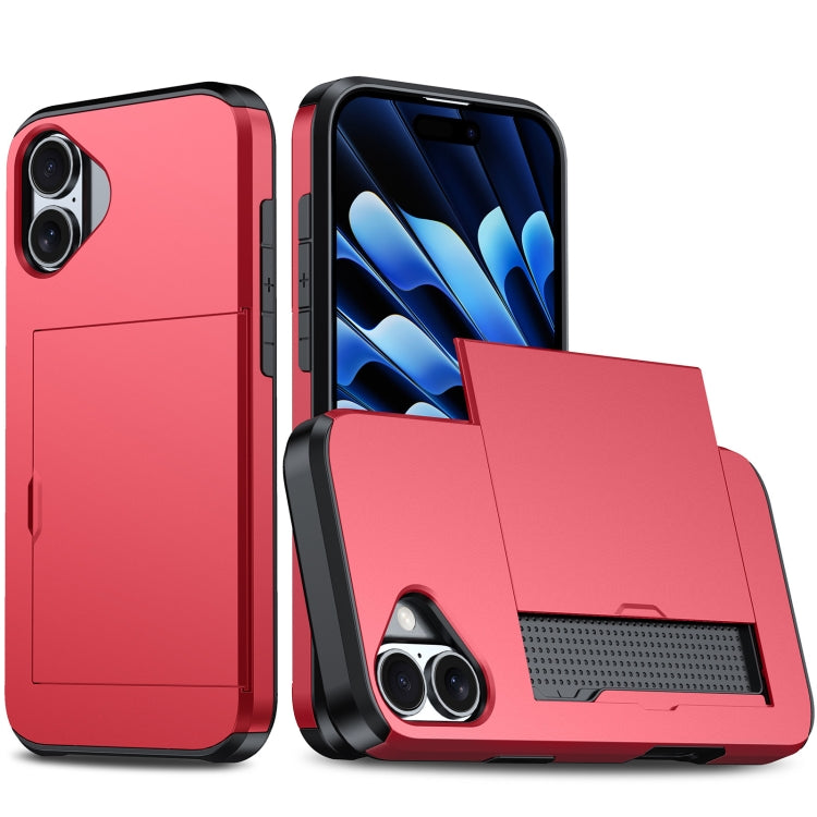 For iPhone 16 Plus Shockproof Armor Phone Case with Card Slot(Red) - iPhone 16 Plus Cases by PMC Jewellery | Online Shopping South Africa | PMC Jewellery | Buy Now Pay Later Mobicred