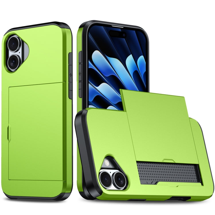 For iPhone 16 Plus Shockproof Armor Phone Case with Card Slot(Green) - iPhone 16 Plus Cases by PMC Jewellery | Online Shopping South Africa | PMC Jewellery | Buy Now Pay Later Mobicred