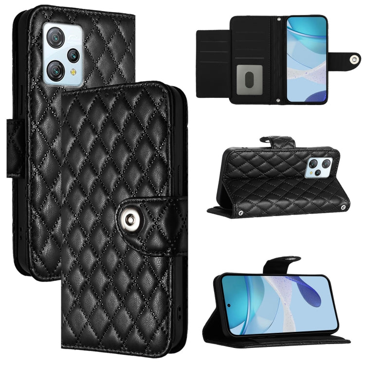 For Blackview A53 Rhombic Texture Flip Leather Phone Case with Lanyard(Black) - More Brand by PMC Jewellery | Online Shopping South Africa | PMC Jewellery | Buy Now Pay Later Mobicred