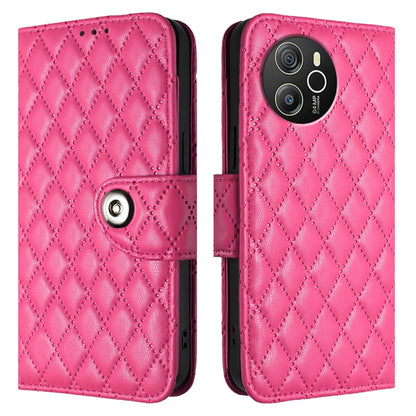 For Blackview Shark 8 Rhombic Texture Flip Leather Phone Case with Lanyard(Rose Red) - More Brand by PMC Jewellery | Online Shopping South Africa | PMC Jewellery | Buy Now Pay Later Mobicred