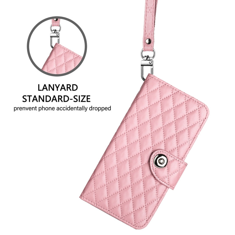 For Blackview Wave 6C Rhombic Texture Flip Leather Phone Case with Lanyard(Pink) - More Brand by PMC Jewellery | Online Shopping South Africa | PMC Jewellery | Buy Now Pay Later Mobicred