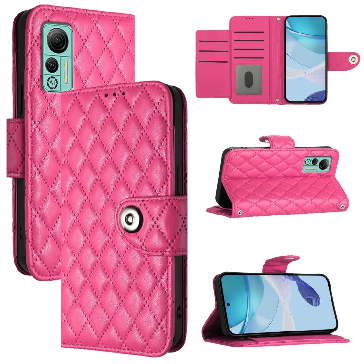 For Ulefone Note 14 Rhombic Texture Flip Leather Phone Case with Lanyard(Rose Red) - Ulefone Cases by PMC Jewellery | Online Shopping South Africa | PMC Jewellery | Buy Now Pay Later Mobicred