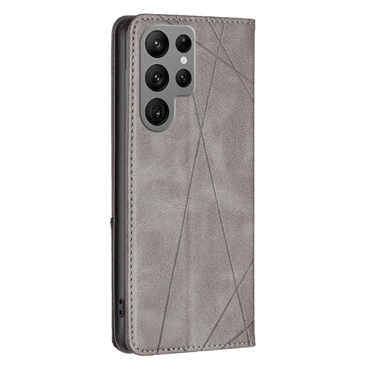 For Samsung Galaxy S25 Ultra 5G Rhombus Texture Magnetic Leather Phone Case(Grey) - Galaxy S25 Ultra 5G Cases by PMC Jewellery | Online Shopping South Africa | PMC Jewellery | Buy Now Pay Later Mobicred