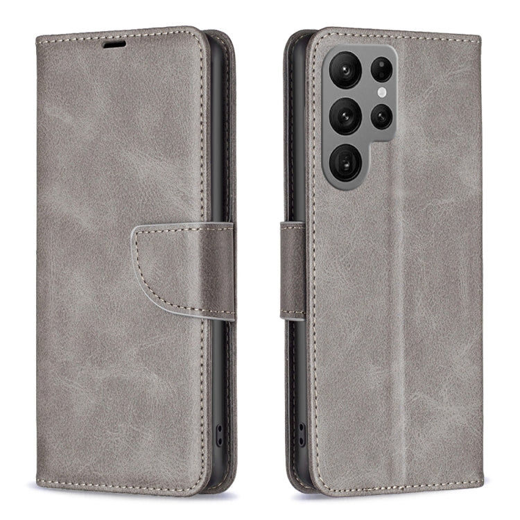 For Samsung Galaxy S25 Ultra 5G Lambskin Texture Pure Color Flip Leather Phone Case(Grey) - free shipping - PMC Jewellery - Order now!