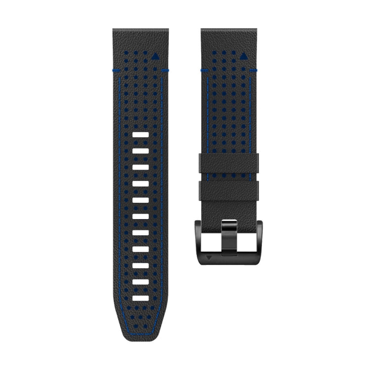 For Garmin Fenix 7X 26mm Dot Hole Silicone Leather Quick Release Watch Band(Black Blue) - free shipping - PMc TechLife - Order now!