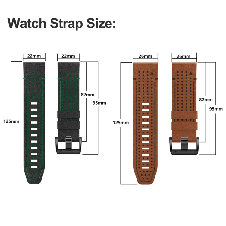 For Garmin Fenix 7 22mm Dot Hole Silicone Leather Quick Release Watch Band(Coffee Orange) - free shipping - PMc TechLife - Order now!