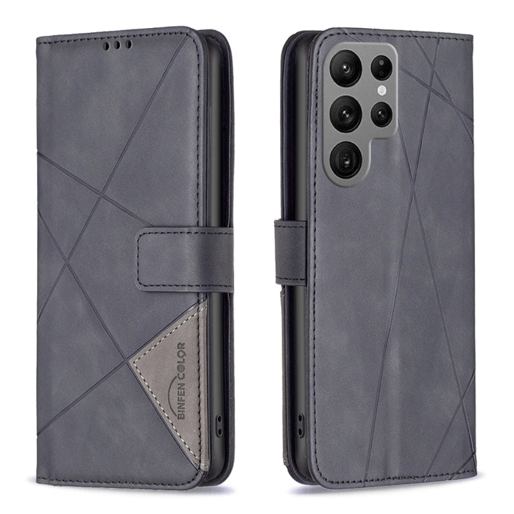 For Samsung Galaxy S25 Ultra 5G Magnetic Buckle Rhombus Texture Leather Phone Case(Black) - Galaxy S25 Ultra 5G Cases by PMC Jewellery | Online Shopping South Africa | PMC Jewellery | Buy Now Pay Later Mobicred