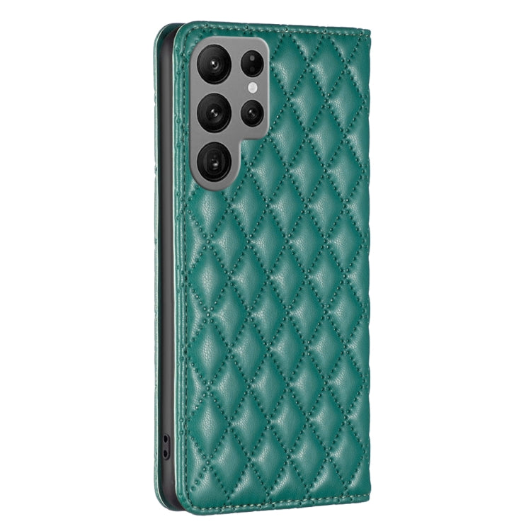 For Samsung Galaxy S25 Ultra 5G Diamond Lattice Magnetic Leather Flip Phone Case(Green) - Galaxy S25 Ultra 5G Cases by PMC Jewellery | Online Shopping South Africa | PMC Jewellery | Buy Now Pay Later Mobicred