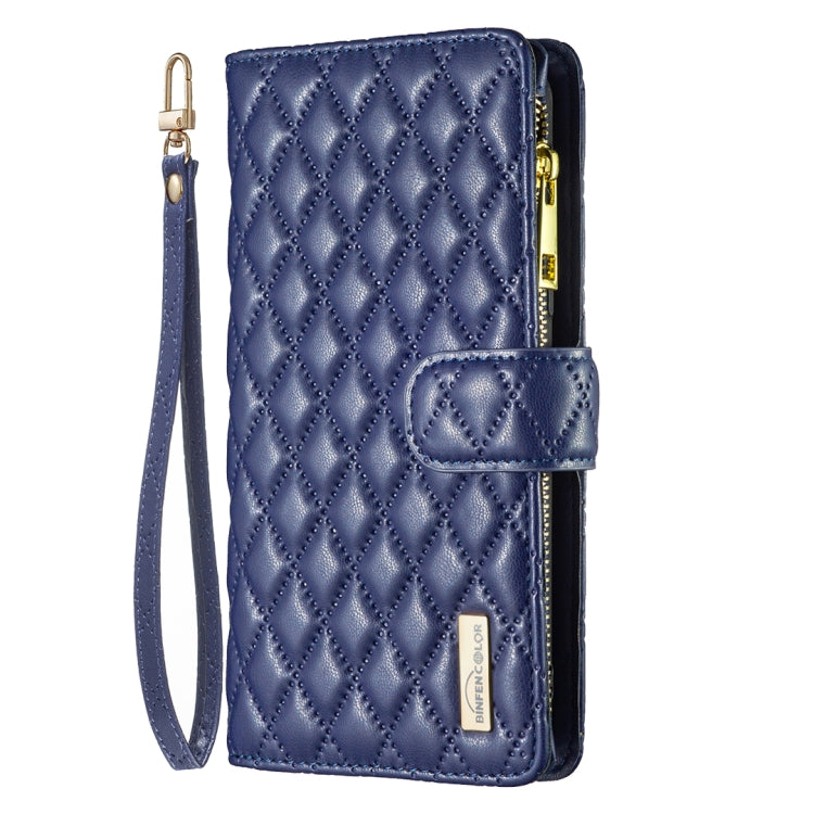 For Samsung Galaxy S24 FE 5G Diamond Lattice Zipper Wallet Leather Flip Phone Case(Blue) - Galaxy S24 FE 5G Cases by PMC Jewellery | Online Shopping South Africa | PMC Jewellery | Buy Now Pay Later Mobicred