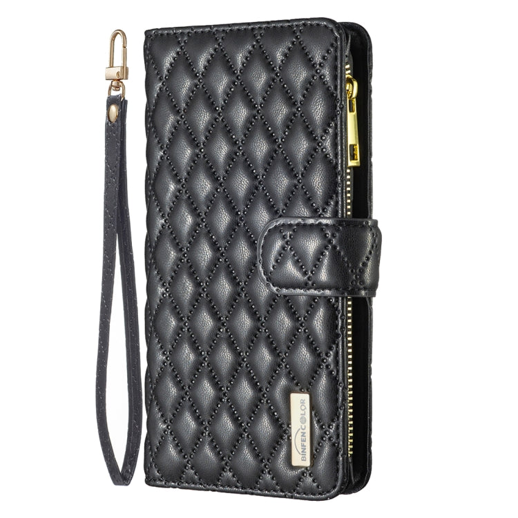 For Samsung Galaxy S24 FE 5G Diamond Lattice Zipper Wallet Leather Flip Phone Case(Black) - Galaxy S24 FE 5G Cases by PMC Jewellery | Online Shopping South Africa | PMC Jewellery | Buy Now Pay Later Mobicred