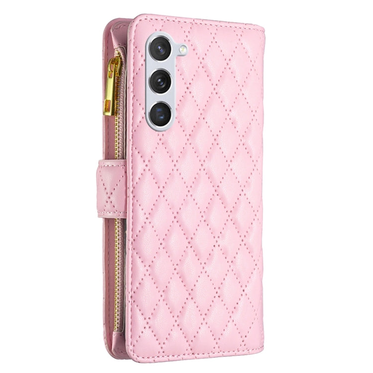 For Samsung Galaxy S25+ 5G Diamond Lattice Zipper Wallet Leather Flip Phone Case(Pink) - Galaxy S25+ 5G Cases by PMC TechLife | Online Shopping South Africa | PMC TechLife | Buy Now Pay Later Mobicred